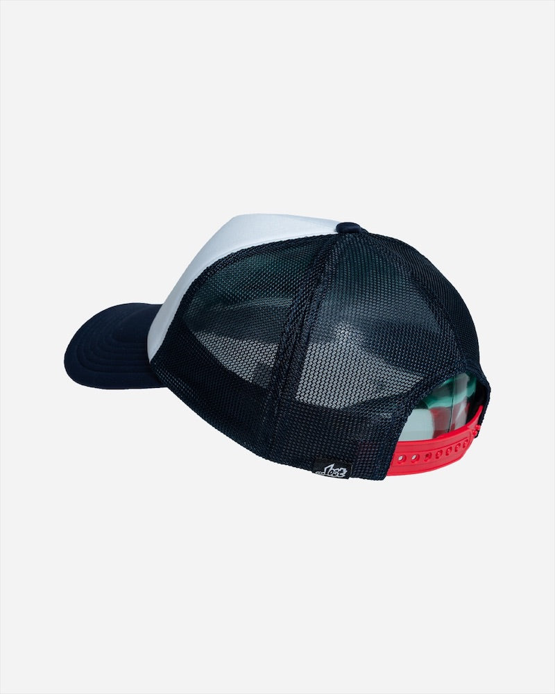 Lost Mens Pro-Formance Trucker Hat - One Size - Navy With Fire - ManGo Surfing