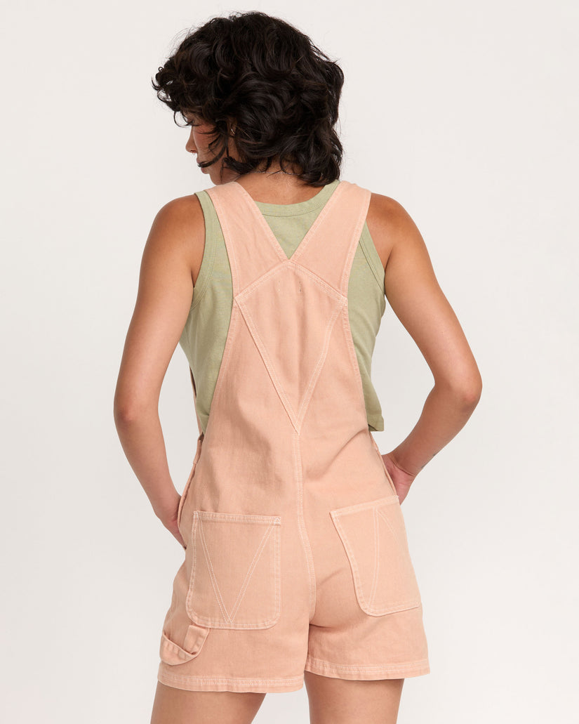 RVCA Womens Drea Short Overalls - Clay - ManGo Surfing