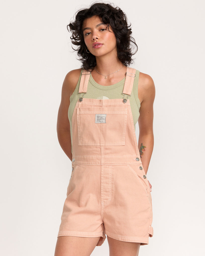 RVCA Womens Drea Short Overalls - Clay - ManGo Surfing