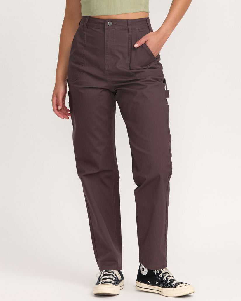 RVCA Womens Recession Pants - Raisin - ManGo Surfing