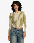 RVCA Womens Willow Long Sleeve Crop Top - Eucalyptus - ManGo Surfing