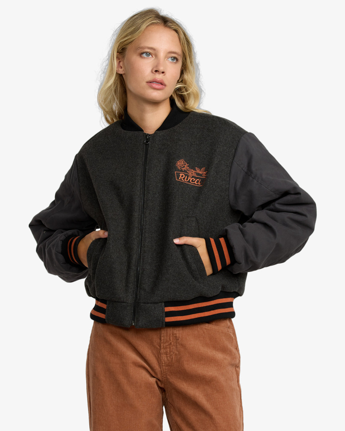 RVCA Womens Ryan Bomber Jacket - Washed Black - ManGo Surfing