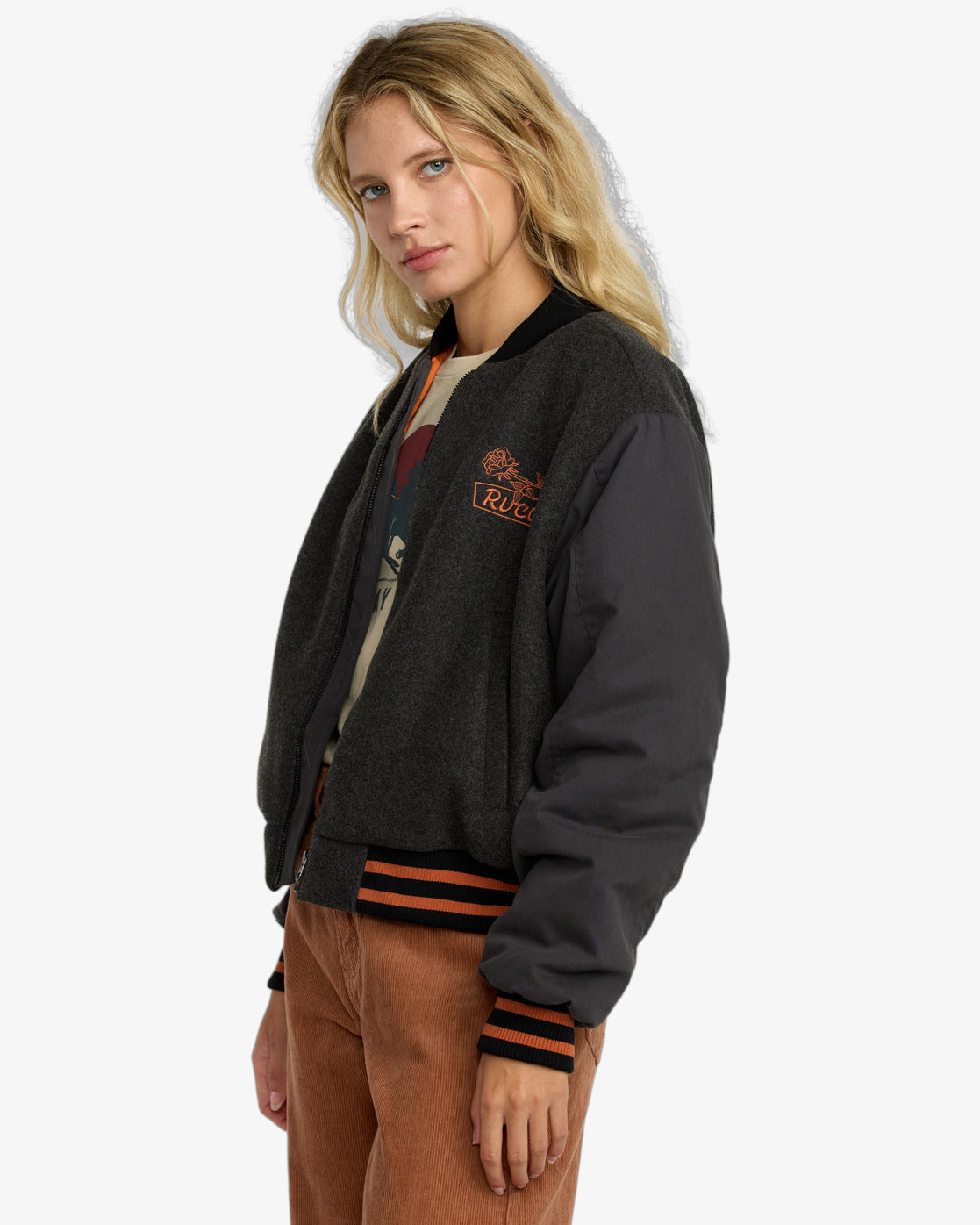 RVCA Womens Ryan Bomber Jacket - Washed Black - ManGo Surfing