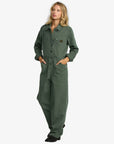 RVCA Womens Dayshift Boiler Suit Jumpsuit - Fir Green - ManGo Surfing
