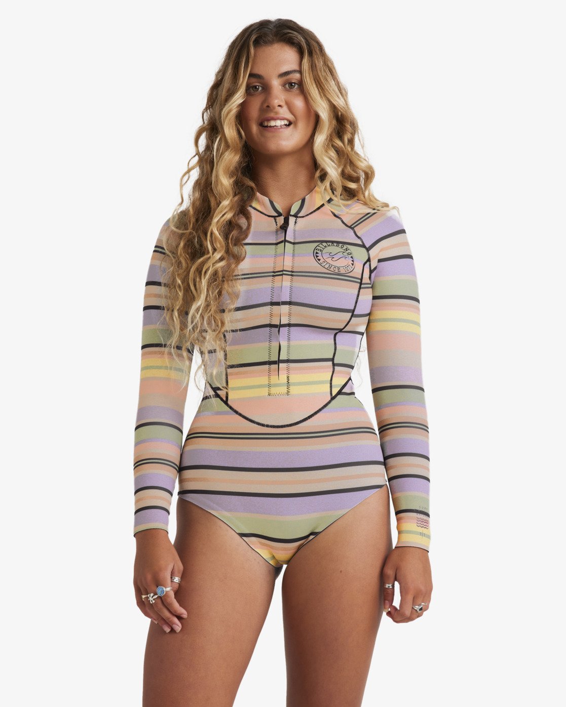 Billabong Womens 1/1 Salty Dayz Natural Light Chest Zip Wetsuit - Black Multi - ManGo Surfing