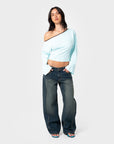 Rusty Womens Yuno Reverse Long Sleeve Slouch Top - Powder Aqua