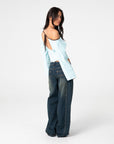 Rusty Womens Yuno Reverse Long Sleeve Slouch Top - Powder Aqua