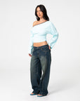 Rusty Womens Yuno Reverse Long Sleeve Slouch Top - Powder Aqua