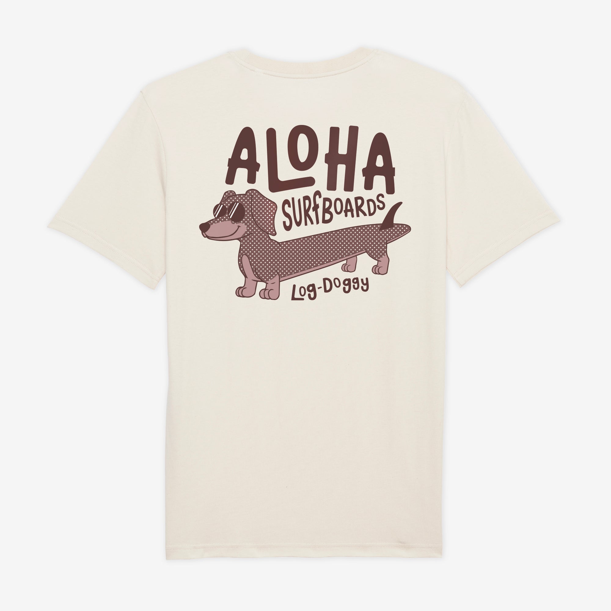Aloha Log Doggy T-Shirt – Unisex Short Sleeve Tee - Natural Stone - ManGo Surfing