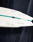 Aloha S Flyer 5F FCSII Shadow Force Surfboard - 6'6 - Clear/Aqua Stringer