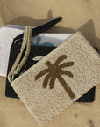 Pineapple Island Medium Palm Tree Beaded Pouch - Black