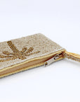 Pineapple Island Medium Palm Tree Beaded Pouch - Beige