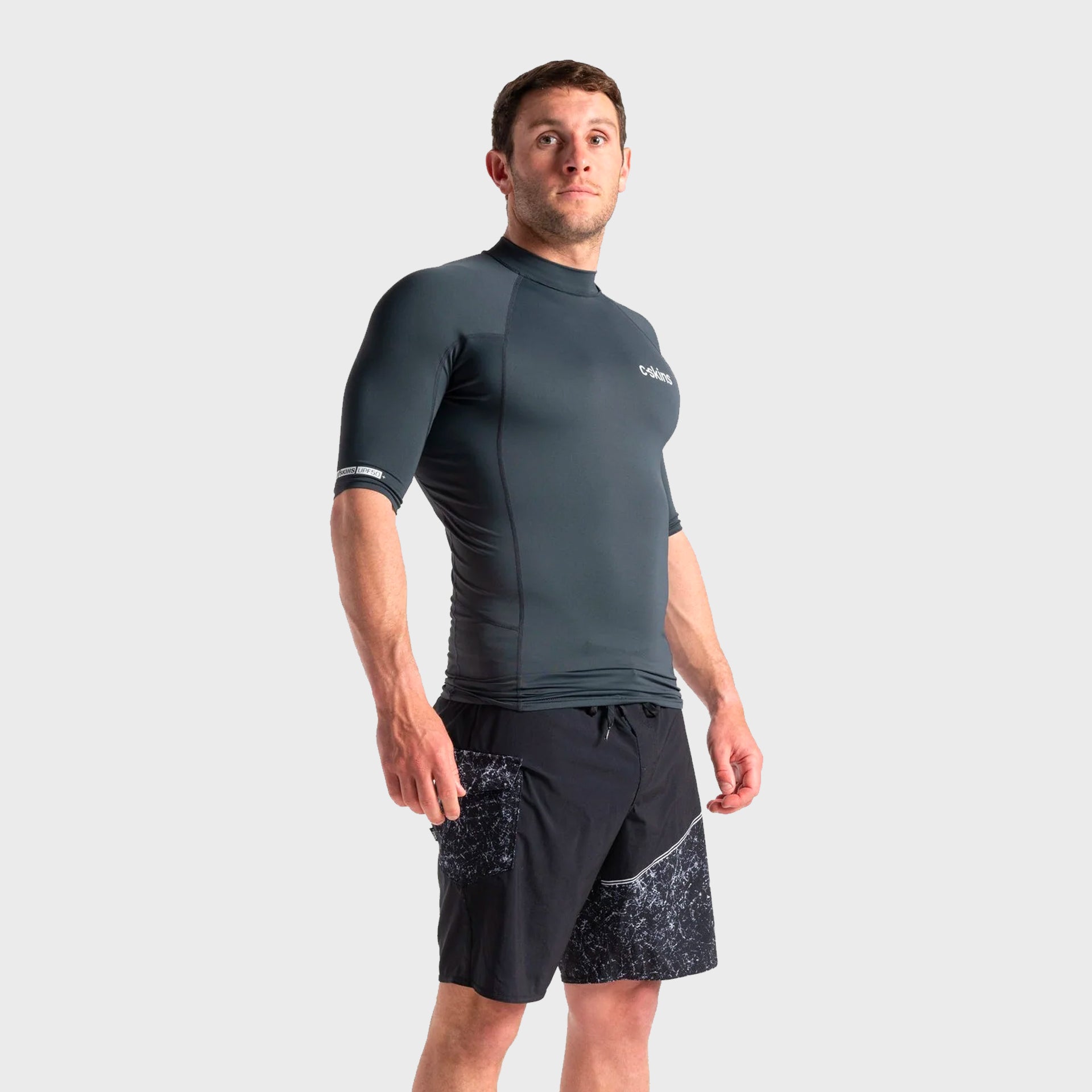 C-Skins Basic Mens Short Sleeve Rash Vest - Anthracite - ManGo Surfing