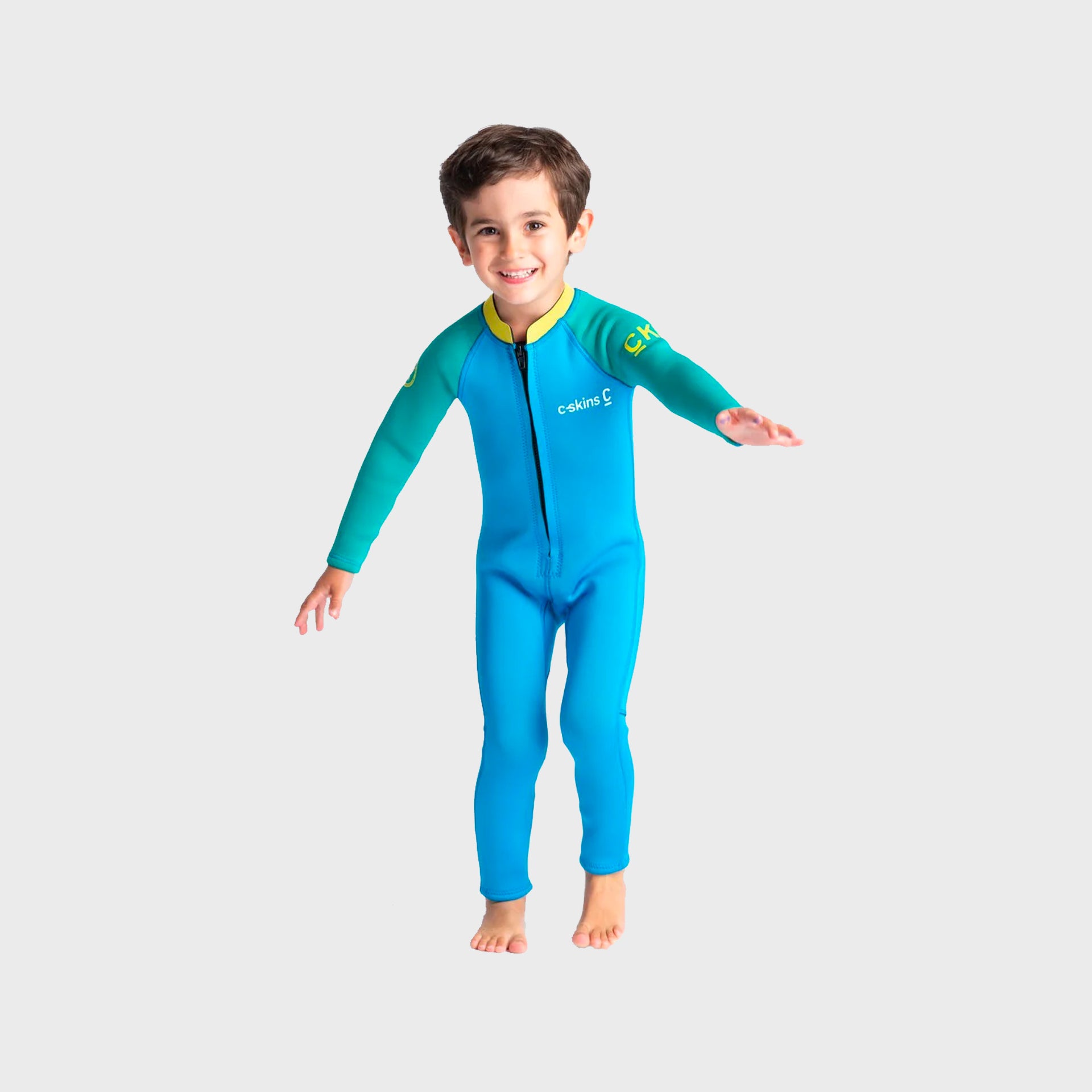 C-Skins C-KID Baby Steamer Wetsuit - Cyan/Green/Aurora Yellow - ManGo Surfing