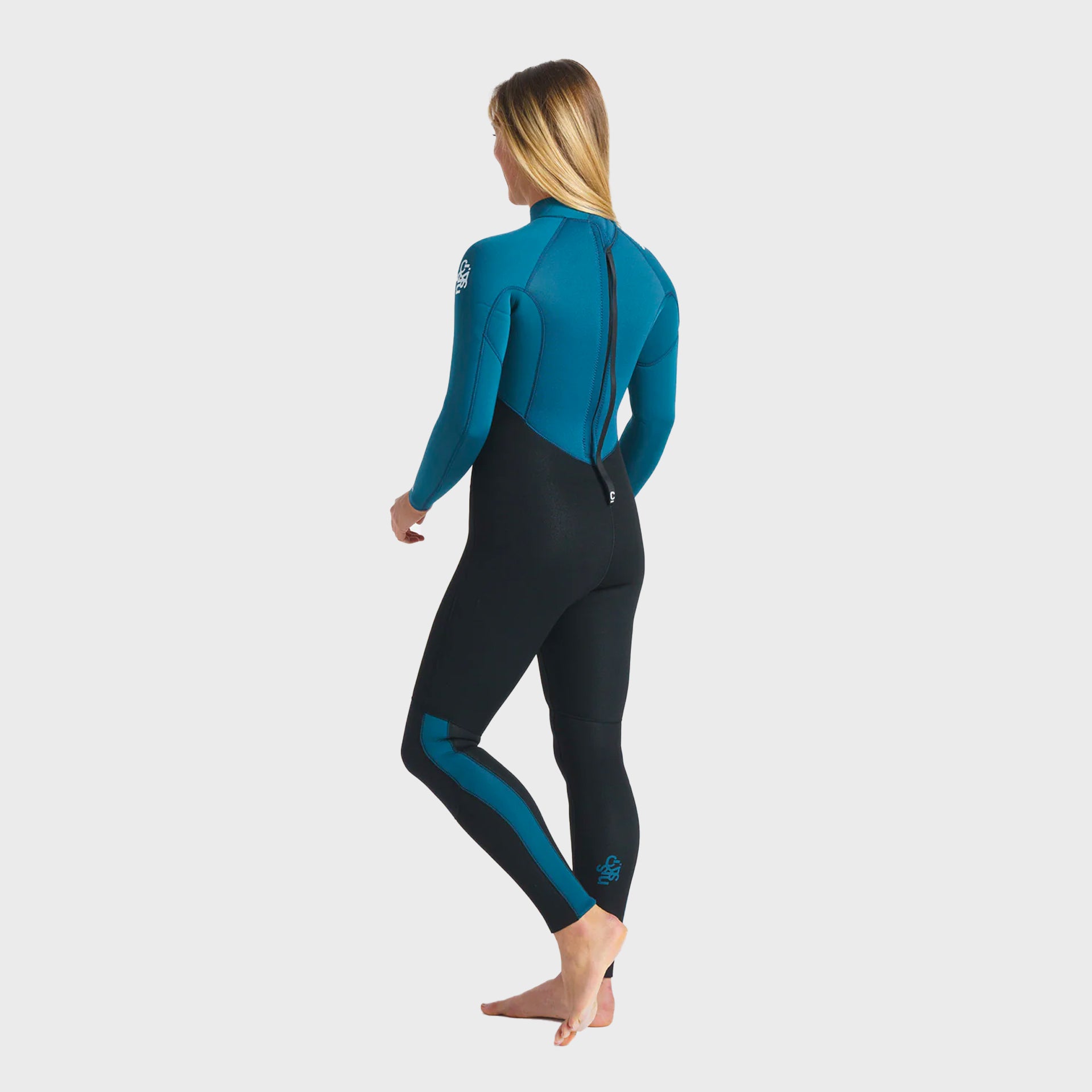 C-Skins Surflite 5/4/3 Women&#39;s Back Zip Steamer Wetsuit - Black/Blue Marine - ManGo Surfing
