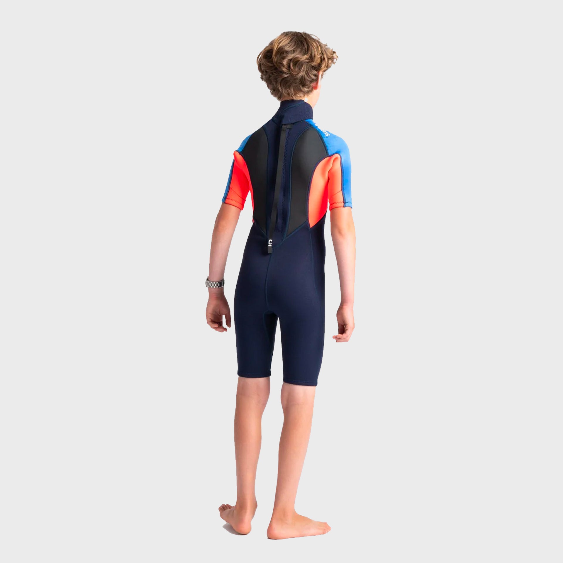 C-Skins Element 3/2 Junior Shortie Wetsuit - Slate Navy/Flo Red/Blue Tie Dye - ManGo Surfing
