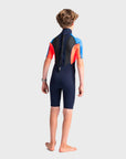 C-Skins Element 3/2 Junior Shortie Wetsuit - Slate Navy/Flo Red/Blue Tie Dye - ManGo Surfing