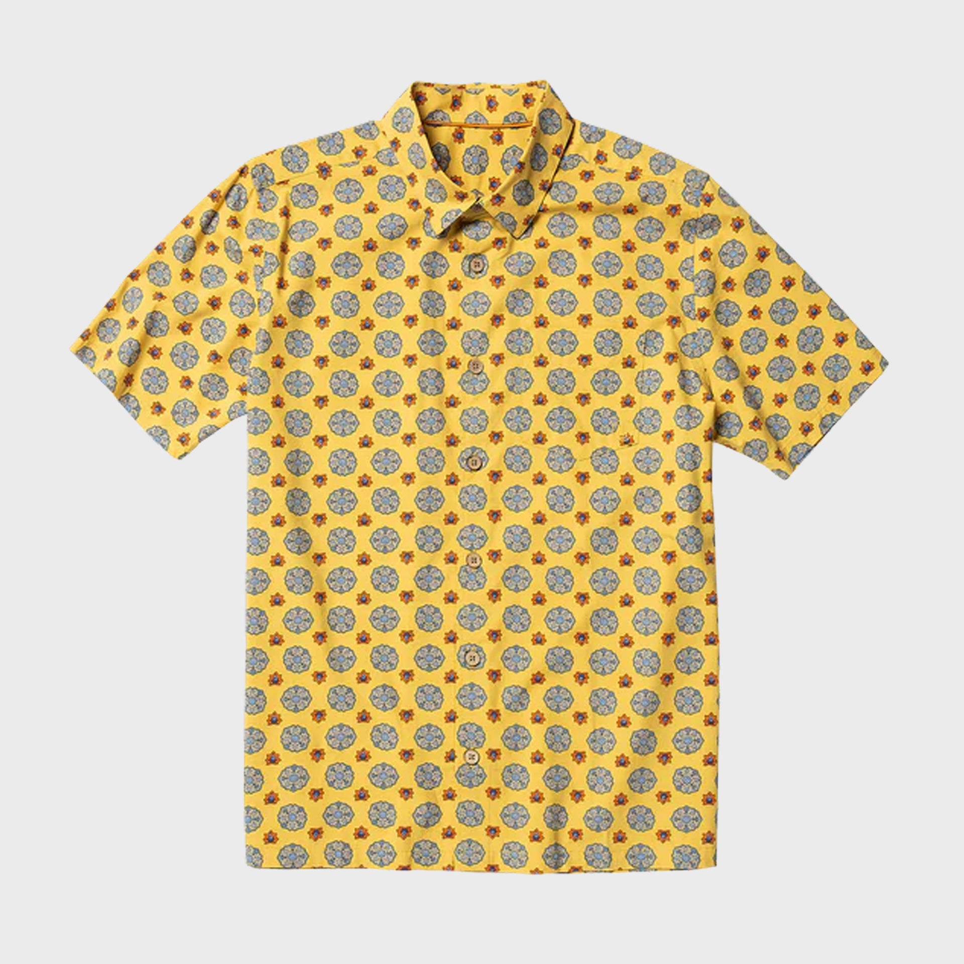 Captain Fin Mens Paisley Pusher Short Sleeve Shirt - Mineral Yellow - ManGo Surfing