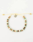Pineapple Island Laut Coconut Wood Beaded Anklet - Green/Brown