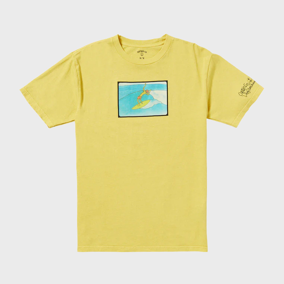 Captain Fin Mens Ads Whoooo T-Shirt - Mineral Yellow - ManGo Surfing