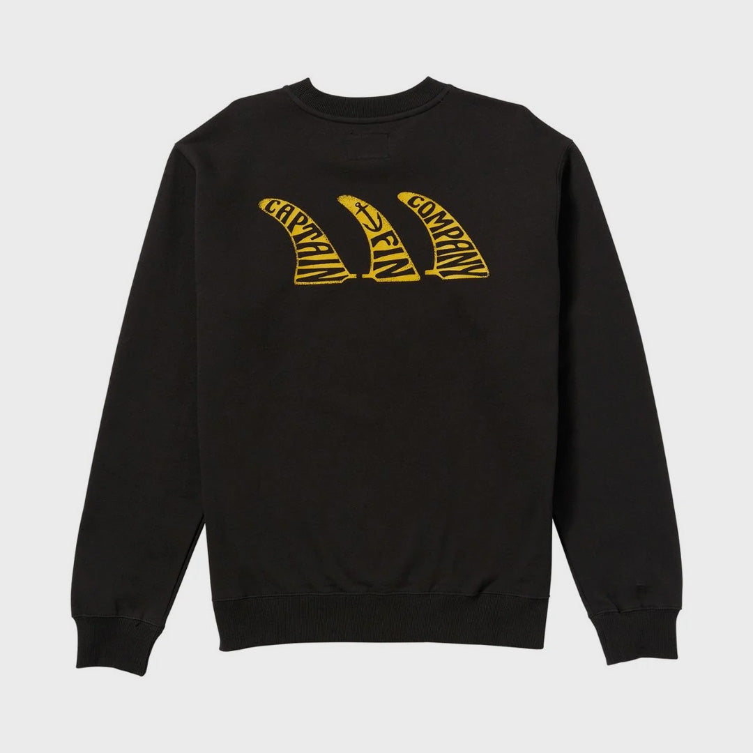 Captain Fin Mens Stay Single Crew Sweatshirt - Black - ManGo Surfing