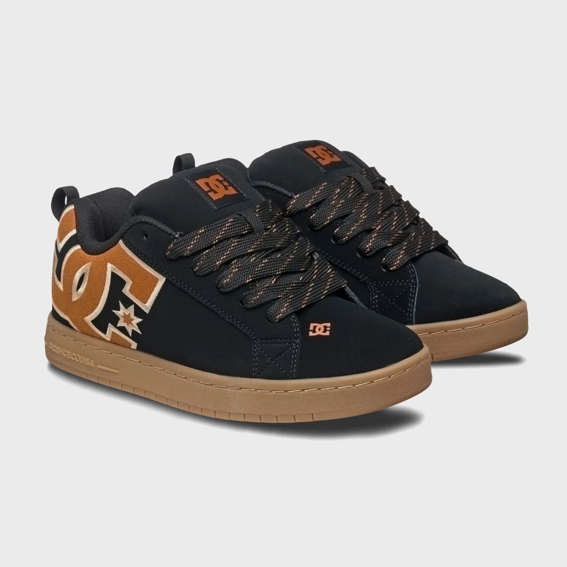DC Shoes Mens Court Graffik Leather Shoes - Black/Brown/Gum