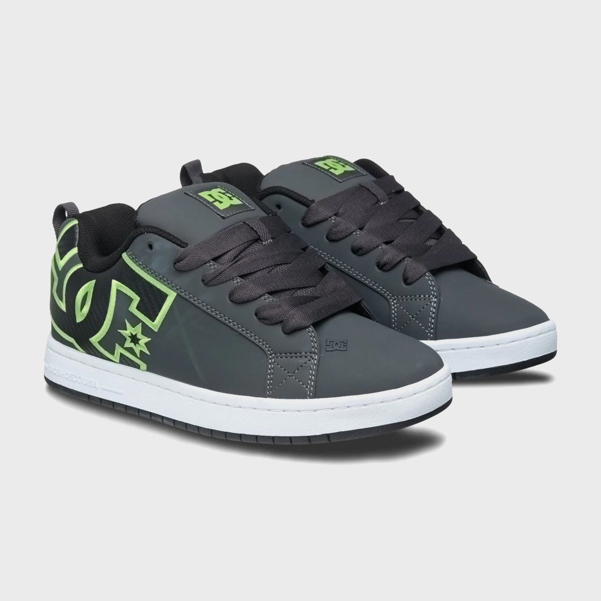 DC Shoes Mens Court Graffik Leather Shoes - Grey/Black/Green