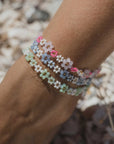 Pineapple Island Mohala Flower Beaded Anklet - Green