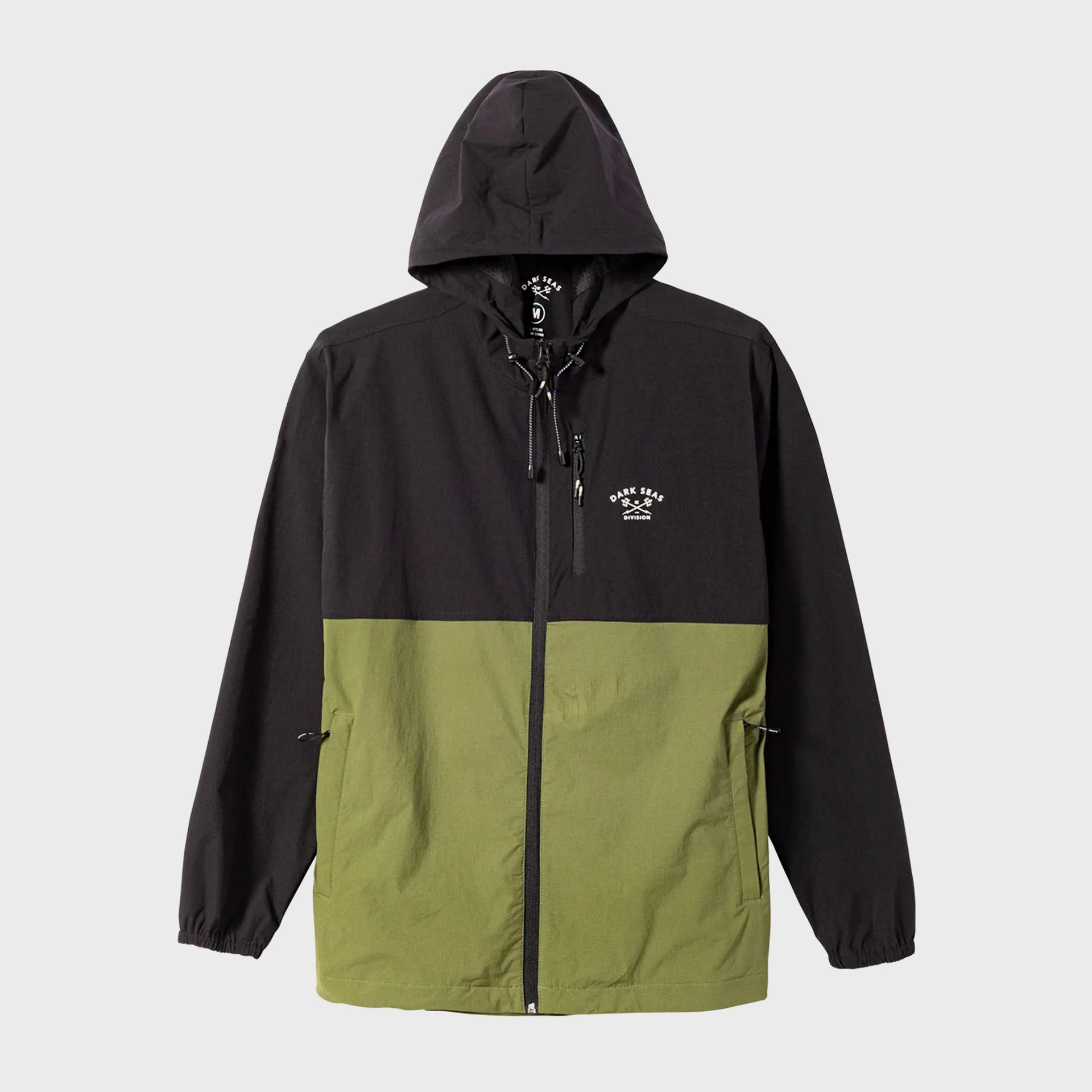 Dark Seas Mens Breaker Jacket - Black/Olive - ManGo Surfing