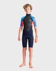 C-Skins Element 3/2 Junior Shortie Wetsuit - Slate Navy/Flo Red/Blue Tie Dye - ManGo Surfing