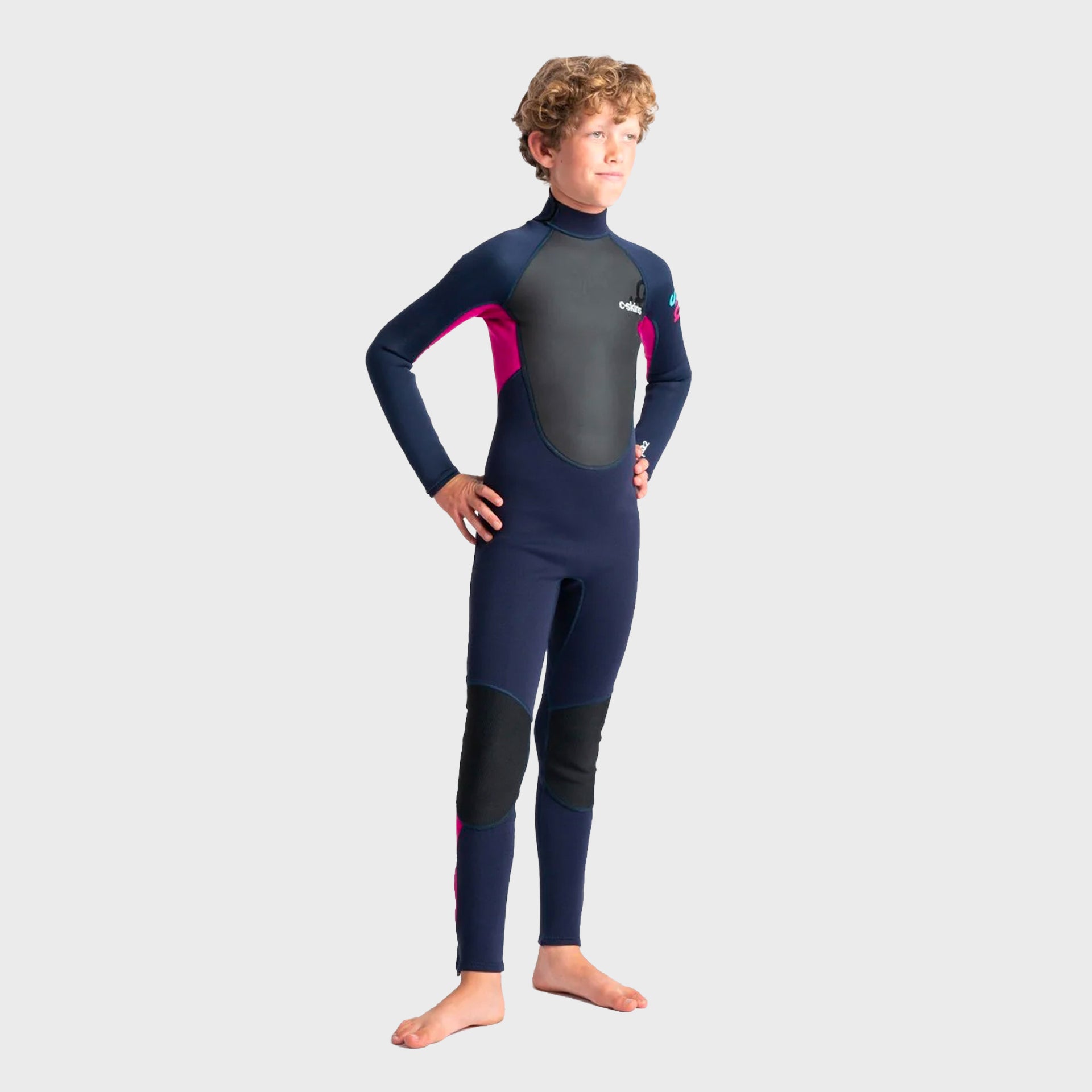 C-Skins Element 3/2 Junior Kids Wetsuit - Slate/Magenta/Multi - ManGo Surfing