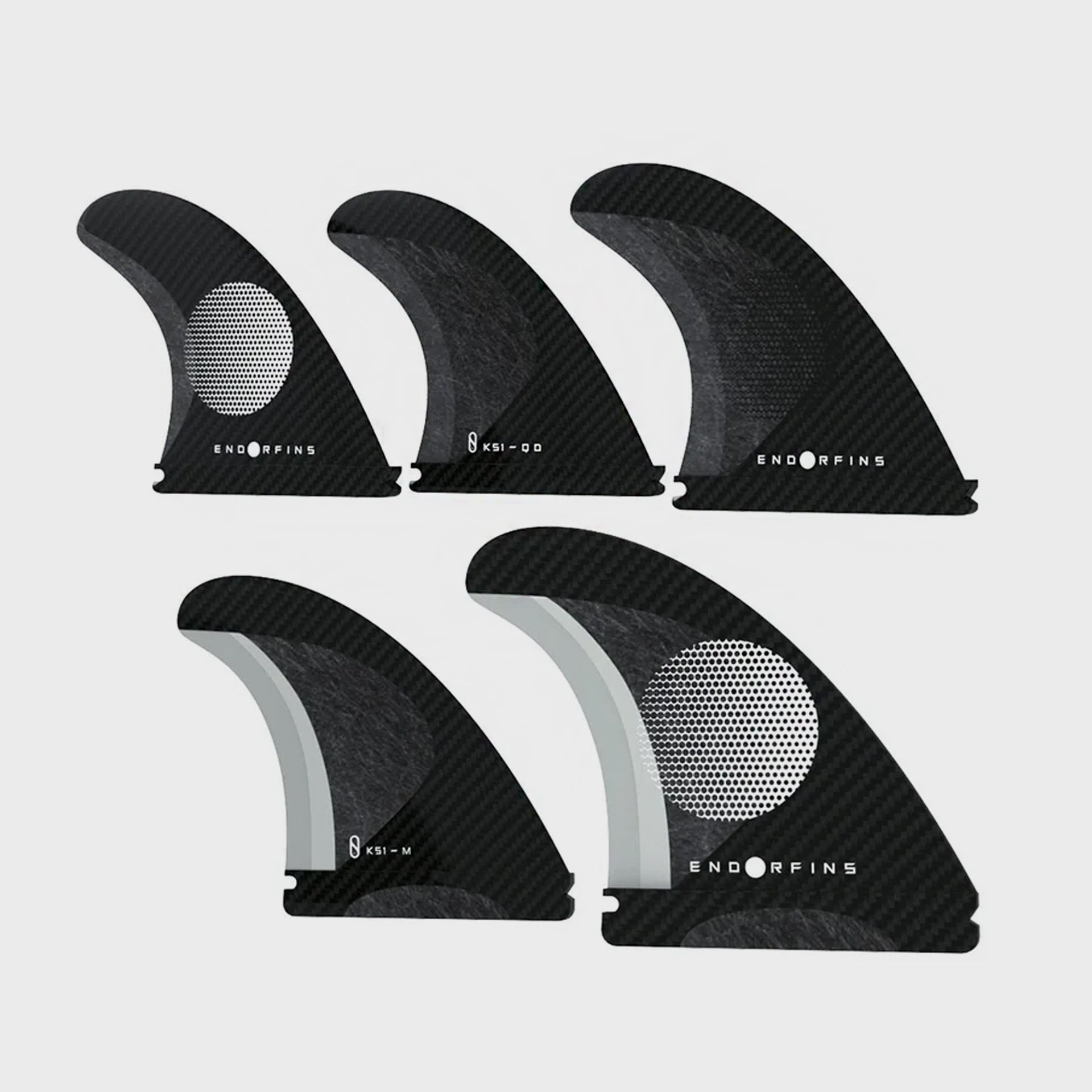 Firewire Endorfins KS1 5 Fin Set - Single Tab (Medium) - Black/White - ManGo Surfing