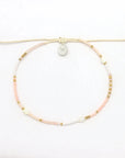 Pineapple Island Giada Cinta Pearl Beaded Surf Anklet - Pink/White/Gold