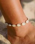 Pineapple Island Giada Gerupuk Shell Surf Anklet - Cream/Gold
