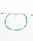 Pineapple Island Giada Cinta Pearl Beaded Surf Bracelet - Blue/Green/Gold