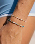 Pineapple Island Giada Cinta Pearl Beaded Surf Bracelet - Blue/Green/Gold