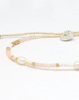 Pineapple Island Giada Cinta Pearl Beaded Surf Bracelet - Pink/White/Gold