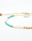 Pineapple Island Giada Gembira Beaded Bracelet - Turquoise/White/Gold