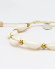 Pineapple Island Giada Gerupuk Shell Surf Bracelet - Cream/Gold
