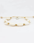 Pineapple Island Giada Gerupuk Shell Surf Bracelet - Cream/Gold