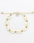 Pineapple Island Giada Gerupuk Shell Surf Bracelet - Cream/Gold