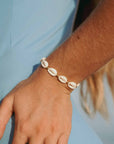 Pineapple Island Giada Gerupuk Shell Surf Bracelet - Cream/Gold