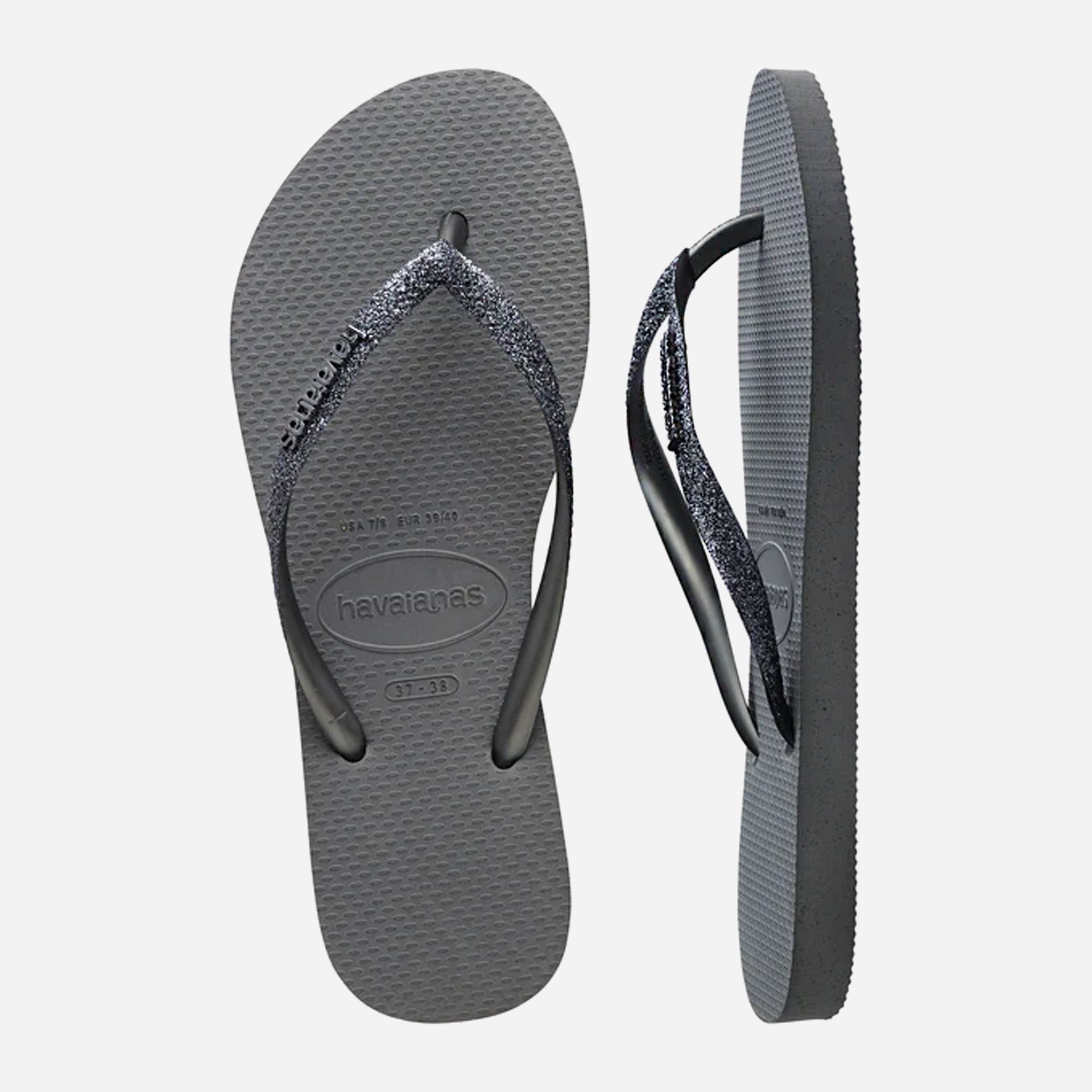 Silver havaiana flip flops on sale