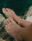 Pineapple Island Manta Point Stone & Shell Anklet - Brown/White/Blue