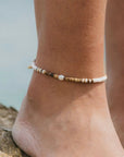 Pineapple Island Kauai Puak Shell and Pearl Anklet - Brown/White