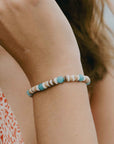 Pineapple Island Manta Point Stone & Shell Bracelet - Brown/White/Blue