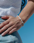 Pineapple Island Whitecaps Elasticated Shell Bracelet - White/Natural