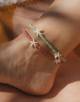 Pineapple Island Tidepool Starfish Beaded Anklet - Pink