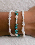 Pineapple Island Love is Here Natural Stone, Pearl & Shell Bracelet - Pink/White