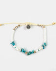 Pineapple Island Love is Here Natural Stone, Pearl and Shell Anklet - Turquoise/White